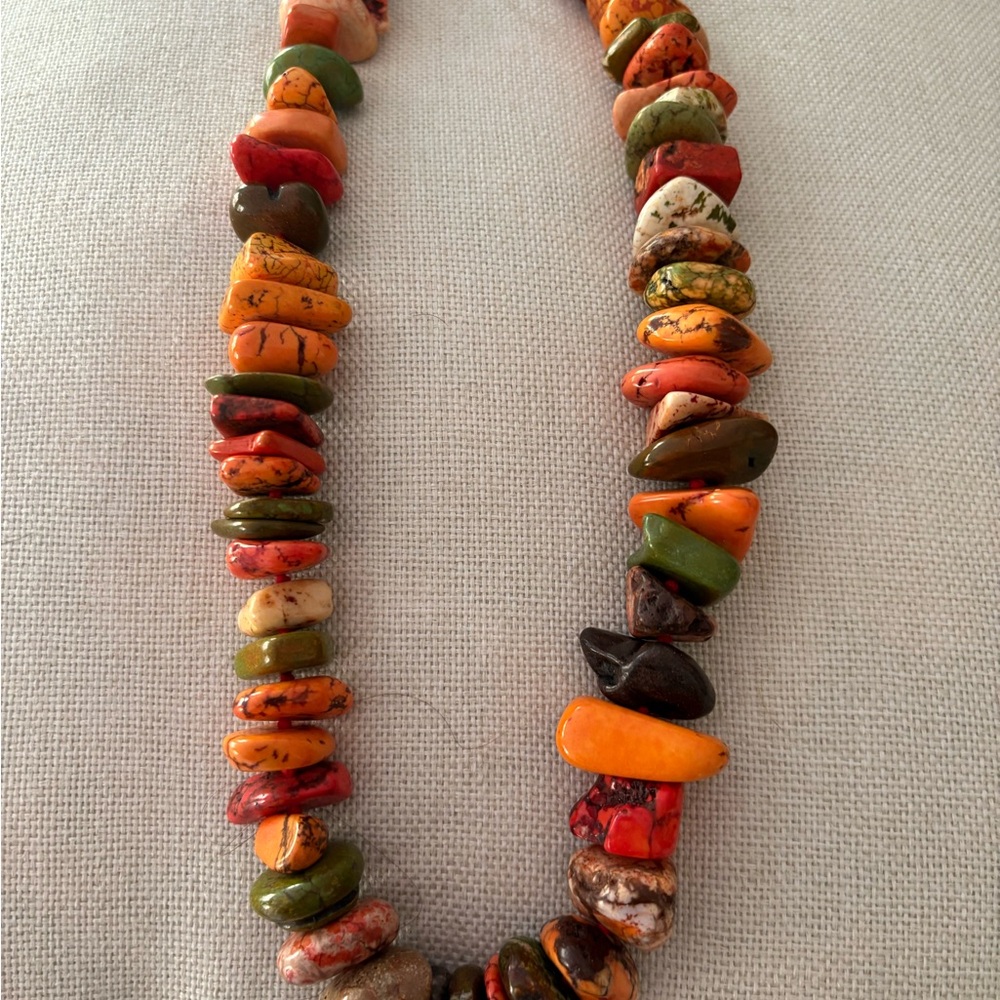 Vibrant Red and Orange Beaded Necklace